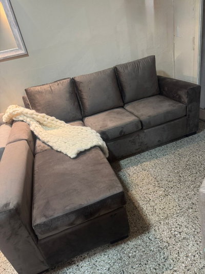Esq. Reversible 215x85x185 pana velvet chocolate(STOCK) (LINEA PREMIUM)