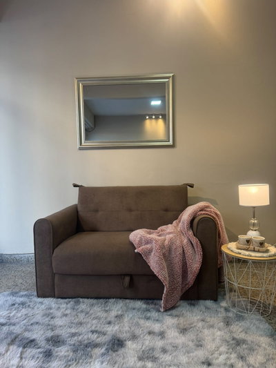 Sofa cama 145x90 Boucle pelo corto marron (STOCK) (LINEA PREMIUM)
