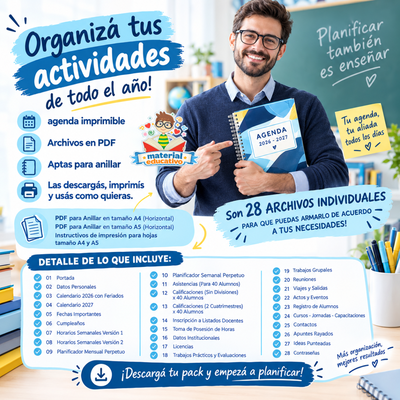 Agenda profesor secundaria imprimible