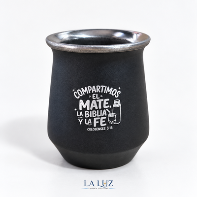 MATE TERMICO DE ACERO INOXIDABLE - COMPARTIMOS EN MATE - NEGRO