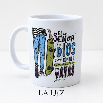 TAZA DE CERÁMICA DECORADA - JOSUÉ 1:9