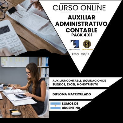 AUXILIAR ADMINISTRATIVO CONTABLE (PACK 4 CURSOS)