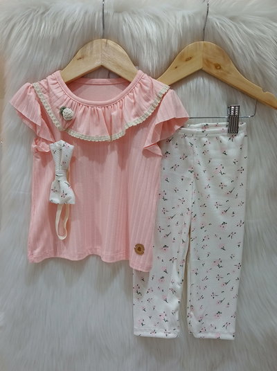 Conjunto remera + calza + vincha beba 