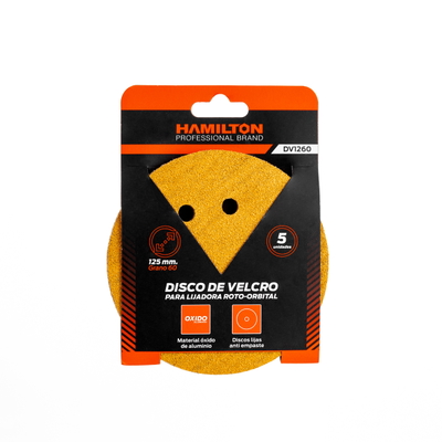 Disco de Velcro para Lijadora Roto-Orbital 125mm G60 HAMILTON x 5 Unidades