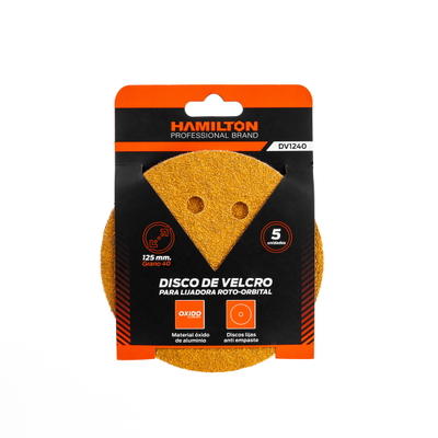 Disco de Velcro para Lijadora Roto-Orbital 125mm G40 Hamilton (Pack x 5 Unidades)