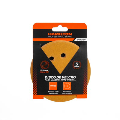 Disco de Velcro para Lijadora Roto-Orbital 125 mm G150 HAMILTON x 5 Unidades
