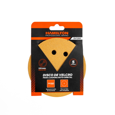 Disco de Velcro para Lijadora Roto-Orbital 125 mm G80 HAMILTON x 5 Unidades