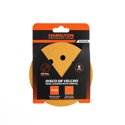 Disco de Velcro para Lijadora Roto-Orbital 125 mm G100 HAMILTON x 5 Unidades