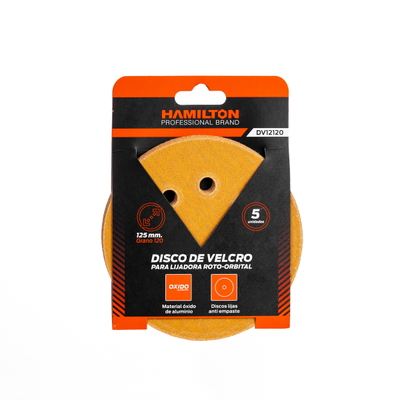 Disco de Velcro para Lijadora Roto-Orbital 125 mm G120 HAMILTON x 5 Unidades