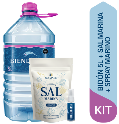 KIT Bidon de agua de mar 5L + sal marina + spray marino