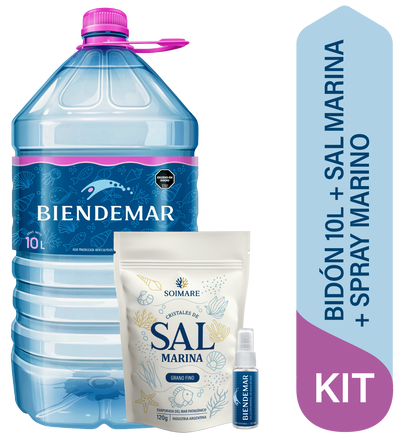 KIT Bidon de agua de mar 10L + sal marina + spray marino