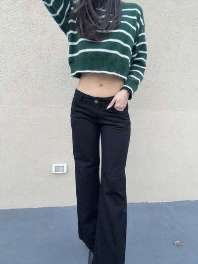 wide leg tiro bajo negro