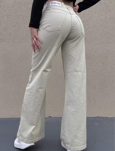 wide leg elastizado beige 