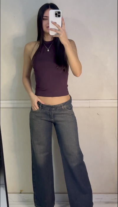 wide leg tiro bajo matizado 