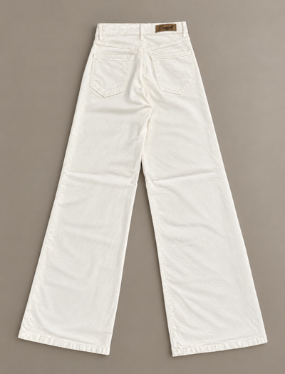 Wide leg elastizado crema