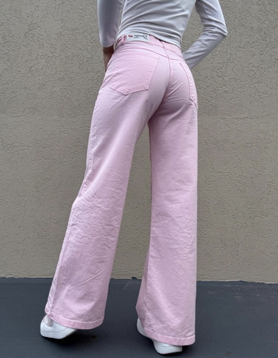 Wide leg elastizado rosa 
