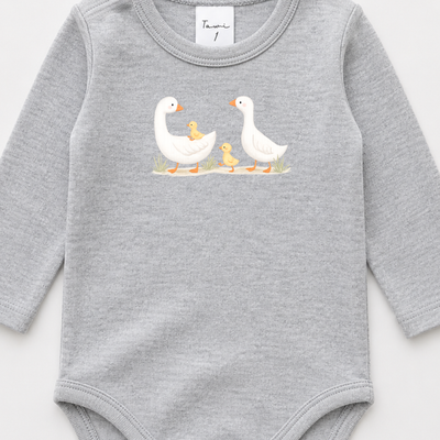 Body Interlock Pima Gris Melange Patitos