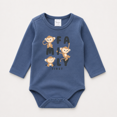 Body Interlock Pima Azul Aero Monkeys