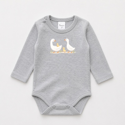 Body Interlock Pima Gris Melange Patitos