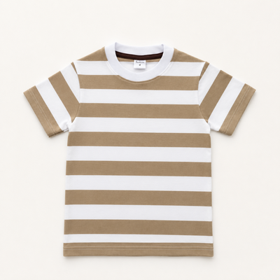 Remera Rayada Algodon c/Lycra Beige/Blanco