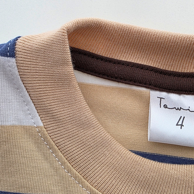 Remera Rayada Algodon c/Lycra Beige/Azul