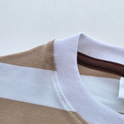 Remera Rayada Algodon c/Lycra Beige/Blanco