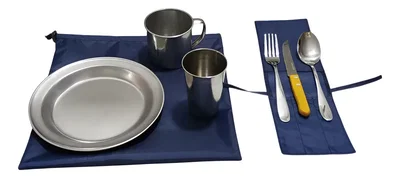 Kit Camping Rancho Plato Jarrito Vaso Cubiertos