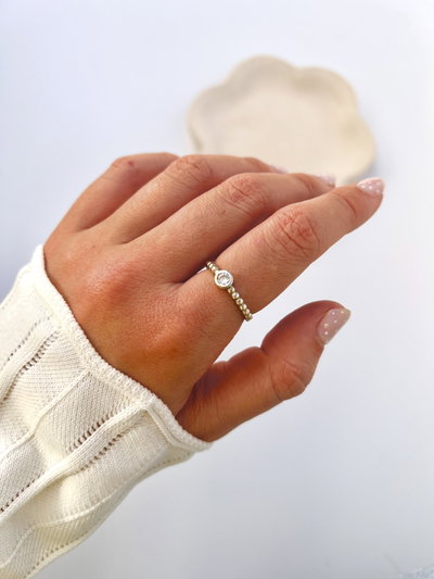 Anillo círculo cubic + bolitas