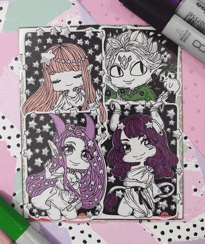 Set de Stickers – Elemento Tierra (Colección Inktober)  | Pack x4