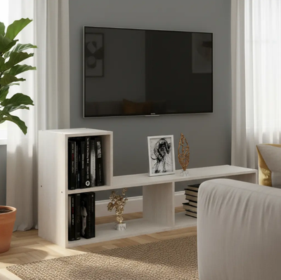 Módulo En L Rack Mueble Tv Living Estantes Melamina Mosconi Color Blanco
