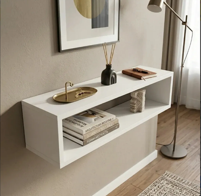 Mesa Recibidora Flotante Dressoire Espacio Chico Melamina Blanco