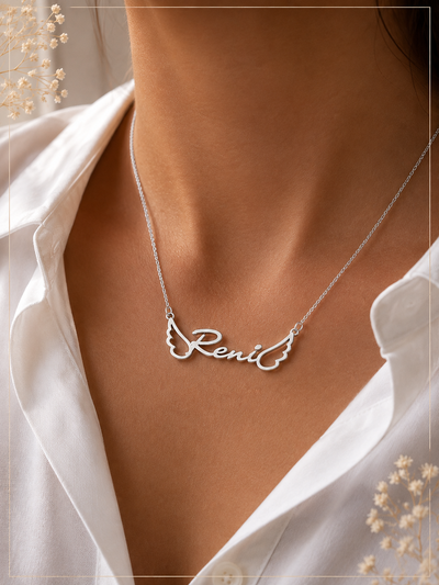 Collar nombre con alitas de Plata