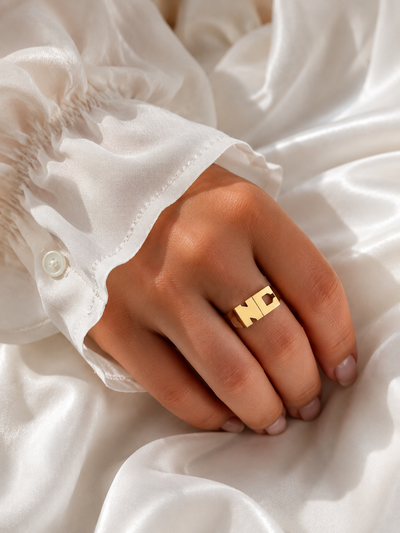 Anillo con iniciales de Plata 925 y Oro 18 k