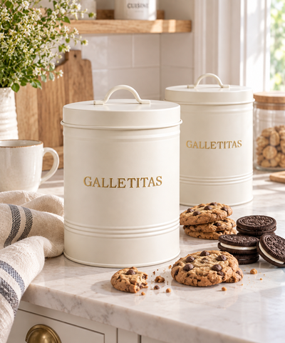 Tarro galletitas XL crudo & gold 