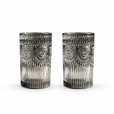 Vaso vidrio labrado Humo x unidad 
