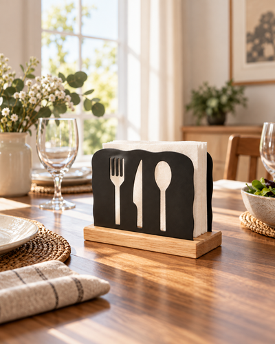Servilletero de mesa hierro & madera 