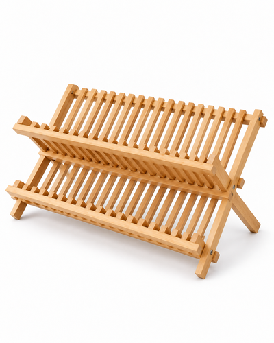 Secaplatos de bambú escurridor plegable 