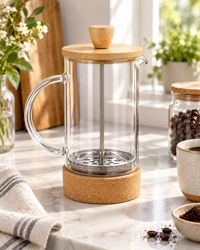Cafetera de Émbolo con Base de Corcho