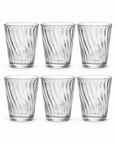 Juego de 6 vasos de vidrio transparente acanalado