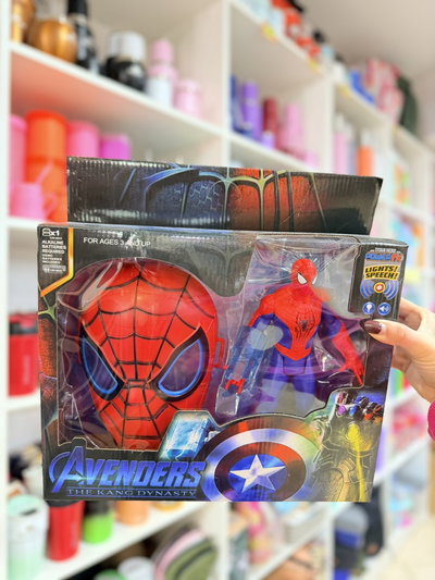 Máscara + muñeco Spiderman en caja con luz & sonido