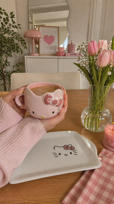 Set desayuno KITTY 3D bandeja, taza & cuchara