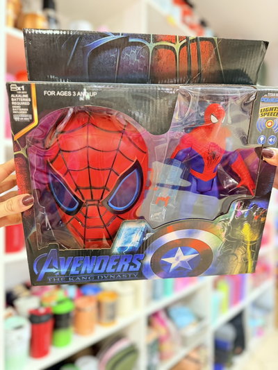 Máscara + muñeco Spiderman en caja con luz & sonido