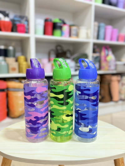 Botella plástica con bombilla CAMUFLADA