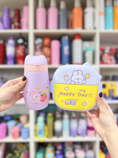 Kit botellita + tupper & cubiertos | Pastel importado