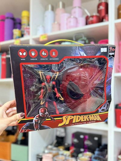 Máscara + muñeco Spiderman en caja