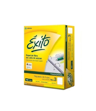 Repuesto de Hojas Éxito N”3 Rayadas 480 hs.