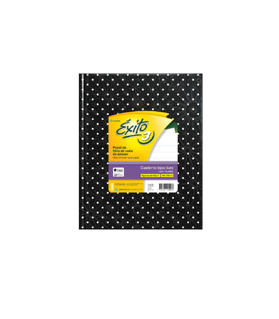 Cuaderno Éxito N°3 Rayado Forrado Negro C/Lunares 48 hs
