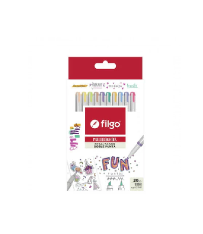 Resaltador Filgo Multilighter Doble Fun Estuche x 20 uds.