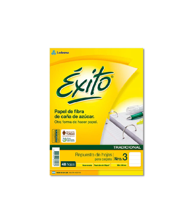 Repuesto de Hojas Éxito N°3 Rayadas 48 hs.