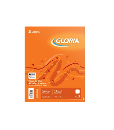 Repuesto de Hojas Gloria N°3 Rayadas 48 hojas